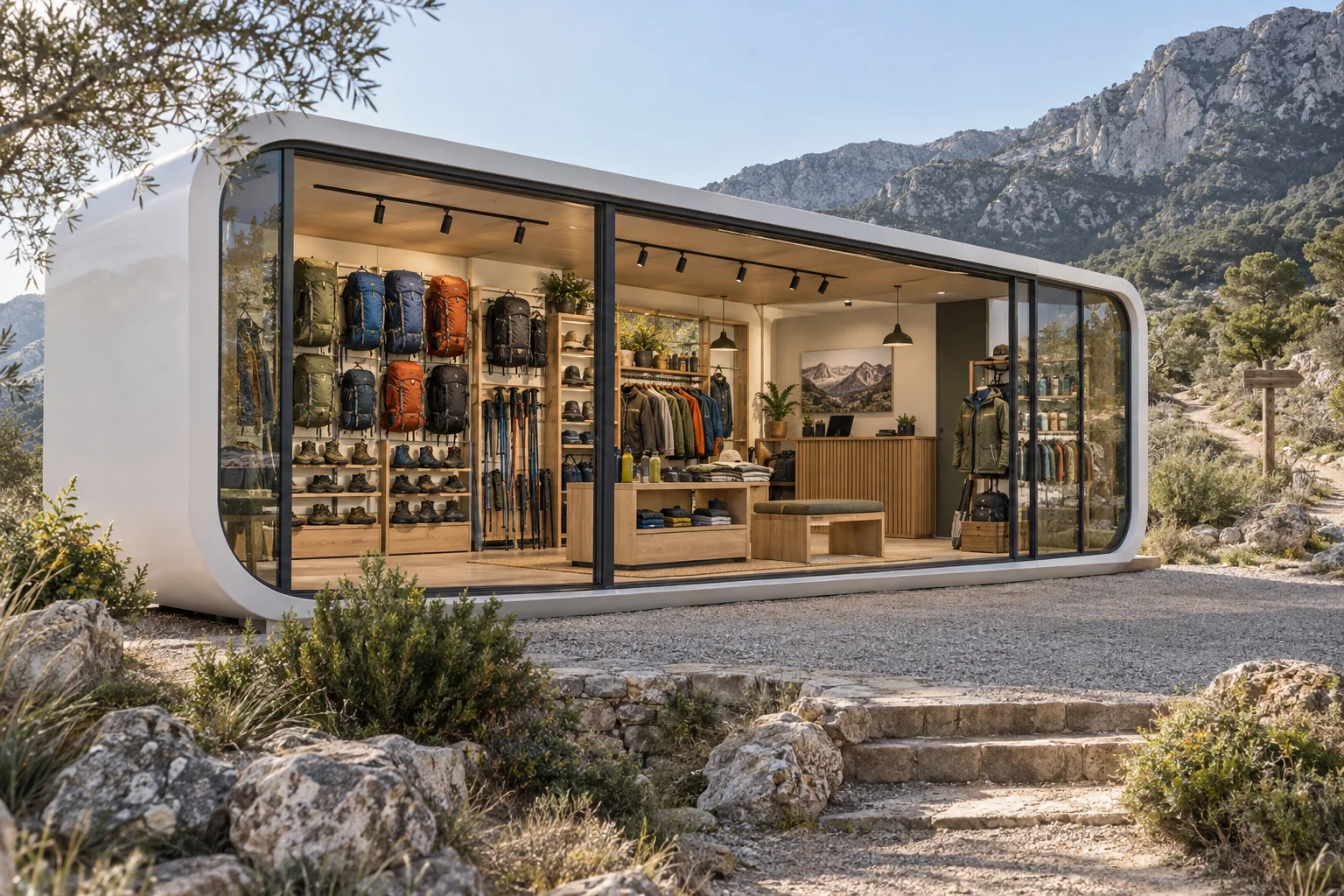 Tienda de equipamiento outdoor · Visualización del concepto