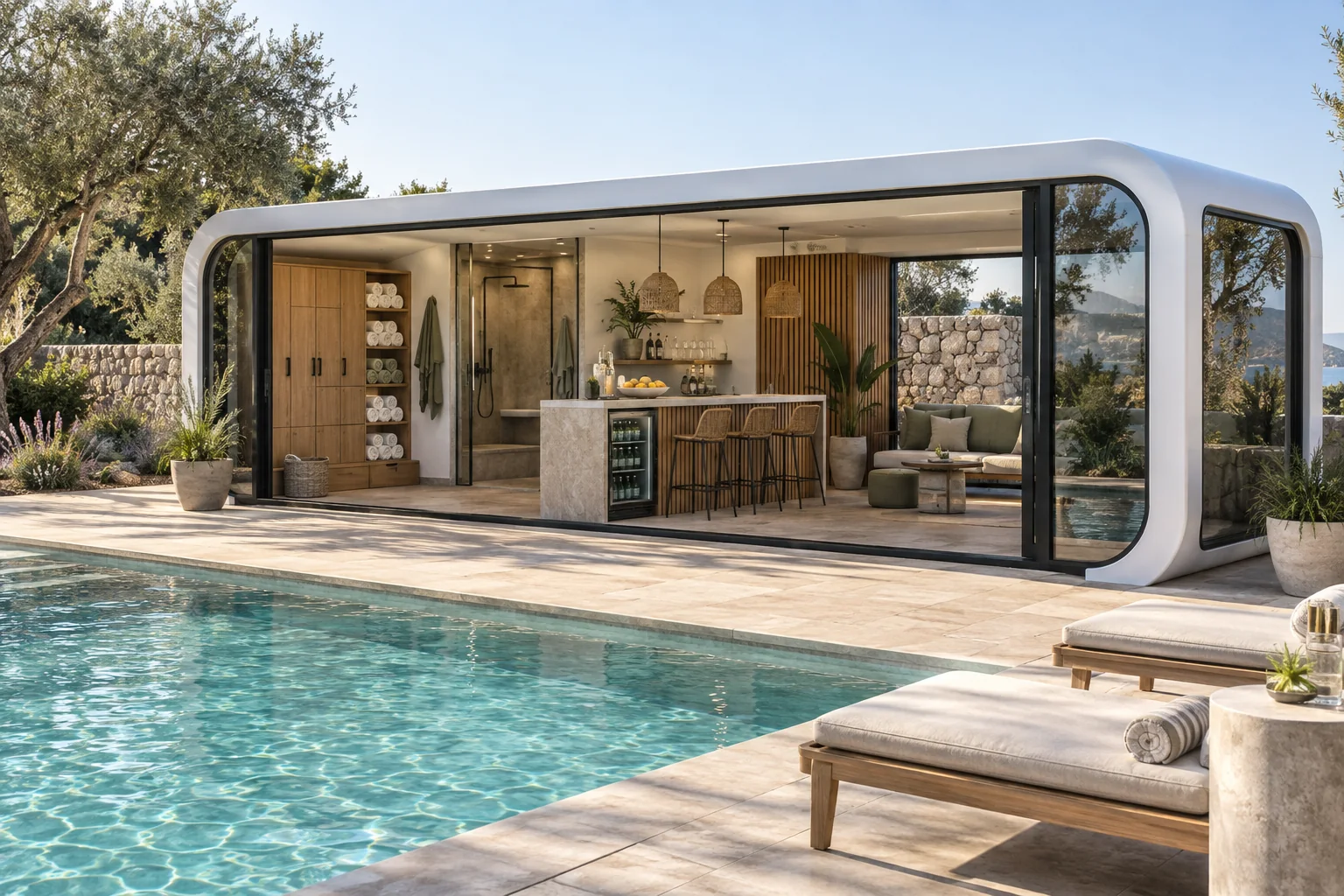 Casa de piscina · Visualización del concepto